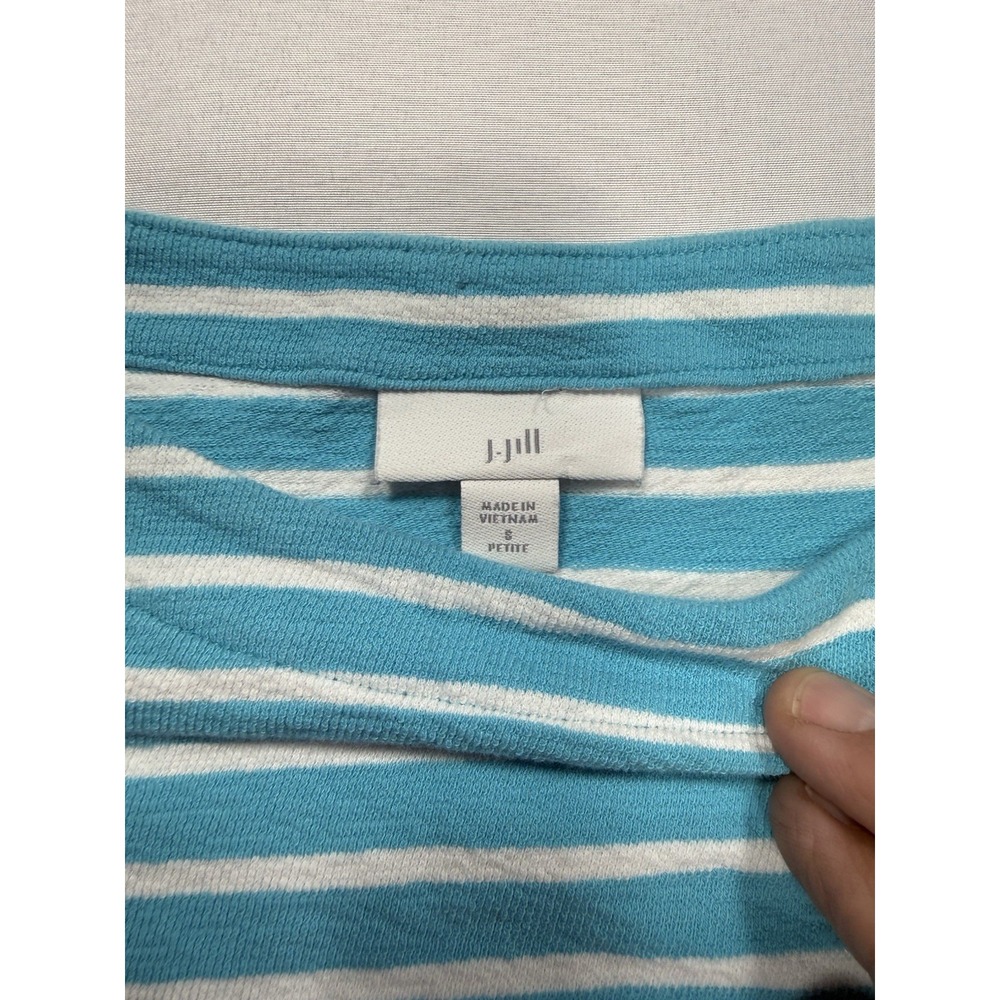 J. Jill Women's Sleeveless Boat Neck Knit 100% Cotton Striped Top S Petite - Picture 4 of 7